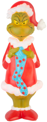 Load image into Gallery viewer, Grinch Lighted Blow Mold Outdoor Decor Grinch w/Seussian Style Stocking 24&quot; Dr. Seuss, Multi
