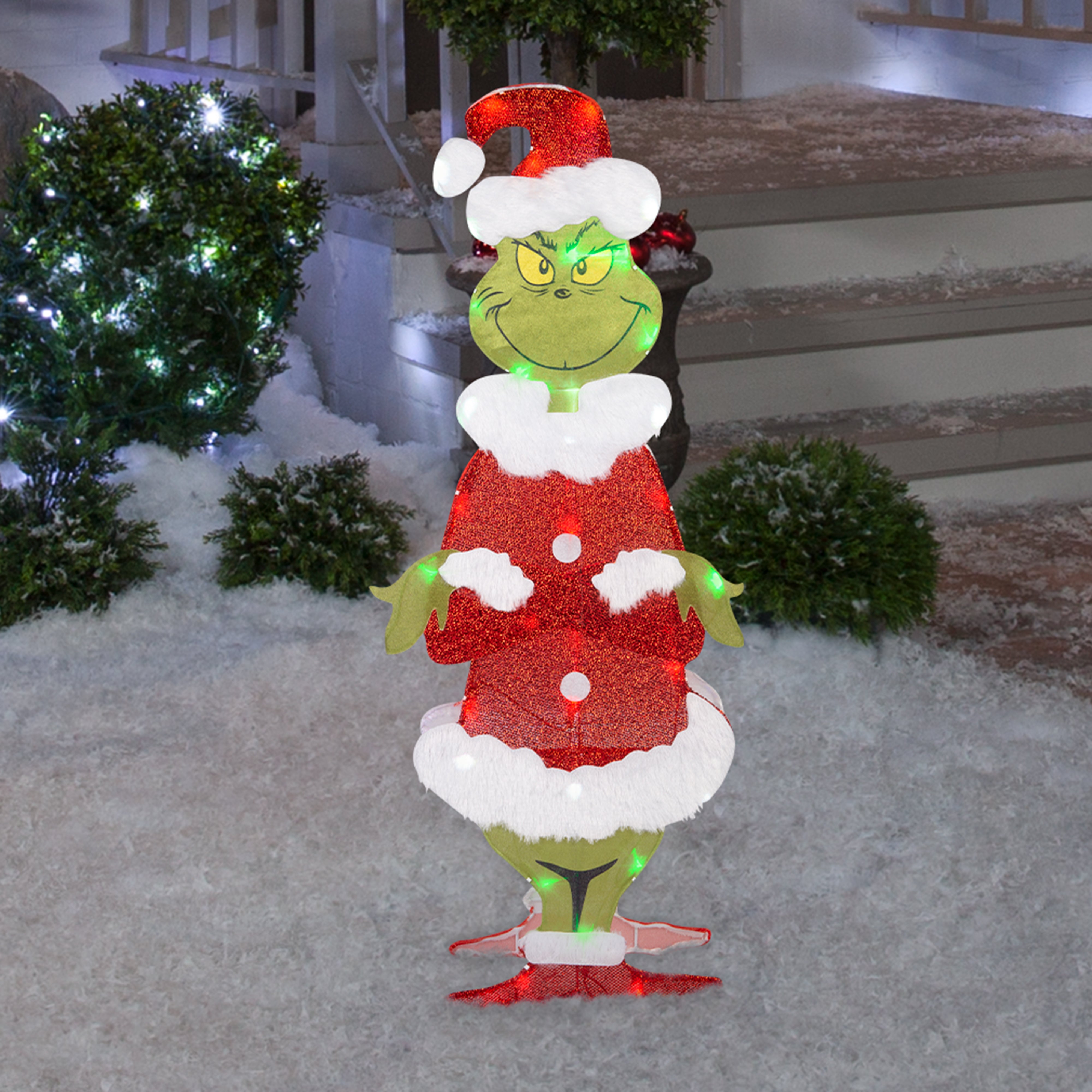 Grinch Holiday Flat tastics Lighted KD A Frame Grinch 36" Dr.Seuss (Classic White), Multi
