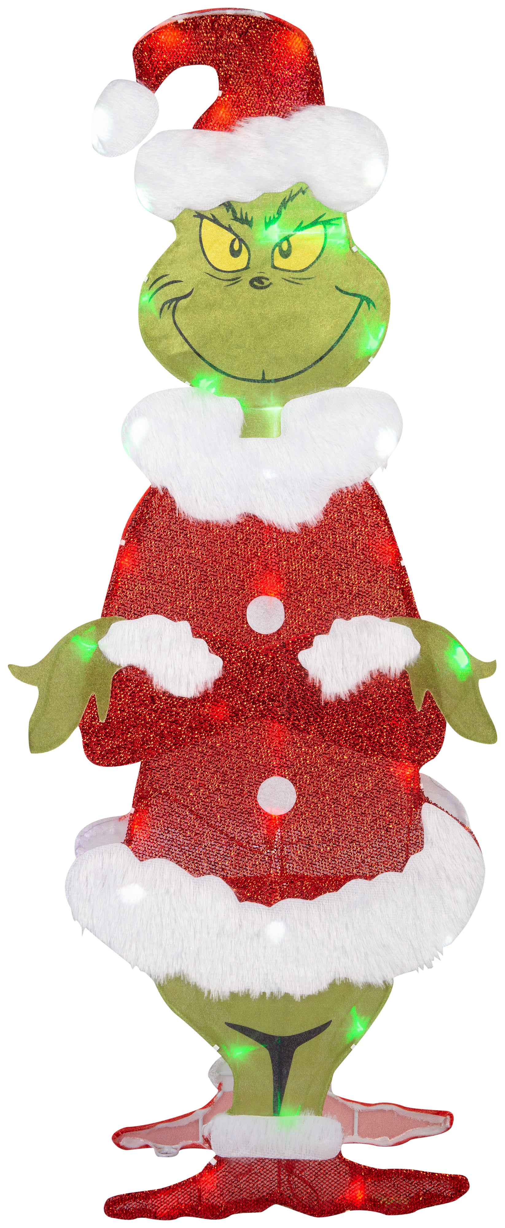 Grinch Holiday Flat tastics Lighted KD A Frame Grinch 36" Dr.Seuss (Classic White), Multi