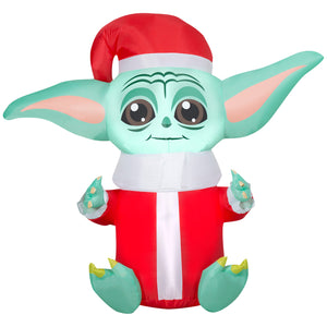 Gemmy Christmas Inflatable Grogu™ in Santa Suit, 4.5 ft Tall, Multi