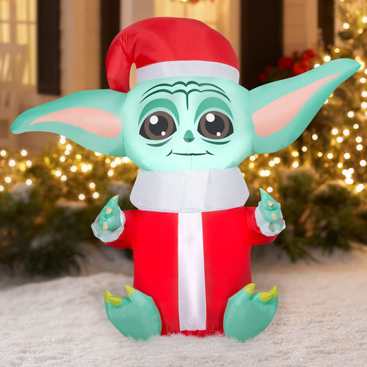 Christmas Inflatable Grogu™ in Santa Suit, 4.5 ft Tall lifestyle