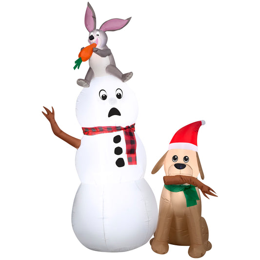 Christmas Inflatable Snowman with Bunny and Dog, 6 ft Tall