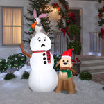 Load image into Gallery viewer, Gemmy Christmas Inflatable Snowman with Bunny and Dog, 6 ft Tall, Multi
