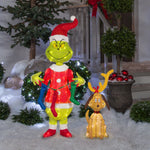 Load image into Gallery viewer, Grinch 3D Holiday Lighted Tinsel Sculpture The Grinch w/Stockings 4ft  Dr. Seuss , Multi

