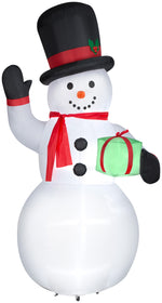 Load image into Gallery viewer, Gemmy Christmas Airblown Inflatable Snowman w/Gift Box Giant, 10 ft Tall, White
