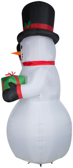 Load image into Gallery viewer, Gemmy Christmas Airblown Inflatable Snowman w/Gift Box Giant, 10 ft Tall, White
