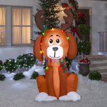 Load image into Gallery viewer, Gemmy Christmas Inflatable Dog with Antlers and Light String, 6 ft Tall, Multi
