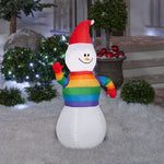 Load image into Gallery viewer, Gemmy Christmas Inflatable Snowman in Rainbow Sweater, 3.5 ft Tall, Multi
