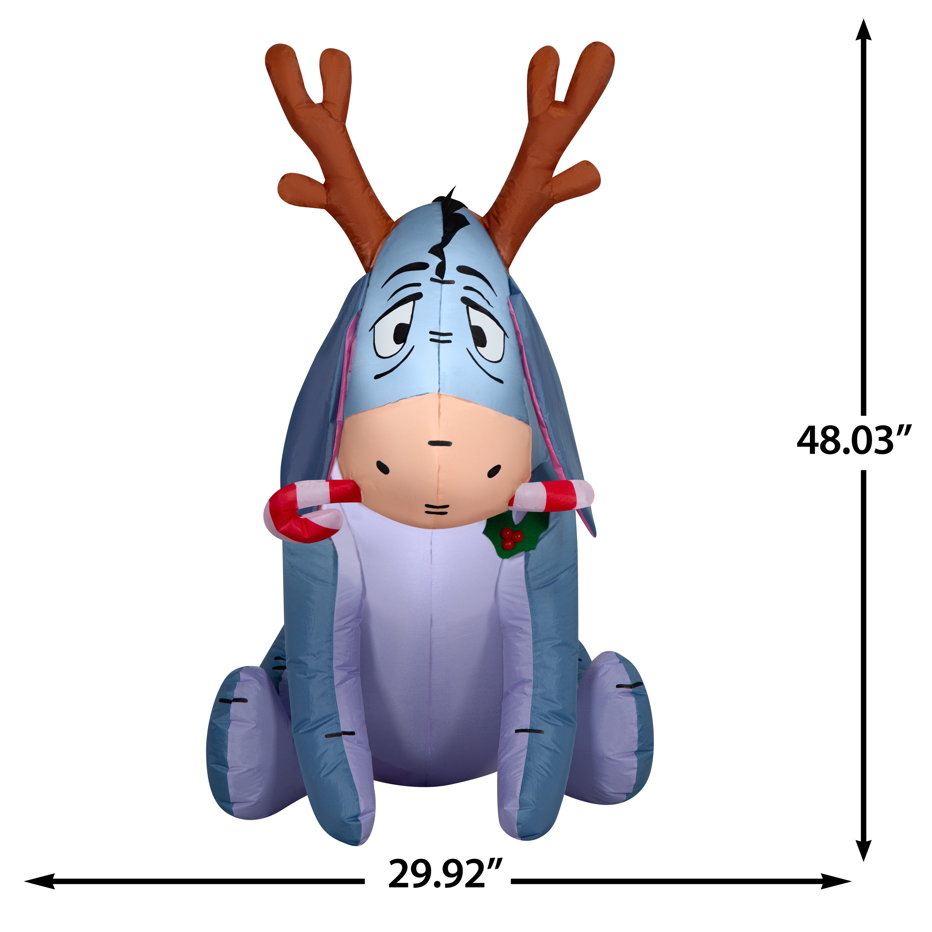 Gemmy Christmas Airblown Inflatable Outdoor Eeyore w/Candy Cane Disney , 4 ft Tall, Multicolored