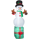 Load image into Gallery viewer, Gemmy Christmas Inflatable Snowman on Gift Box, 7 ft Tall, Multi
