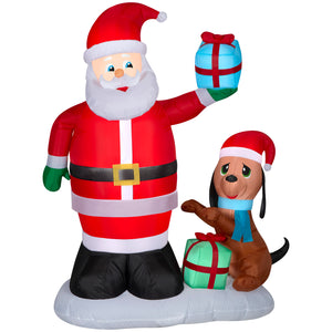 Gemmy Animated Christmas Inflatable Santa and Puppy, 6 ft Tall, Multi