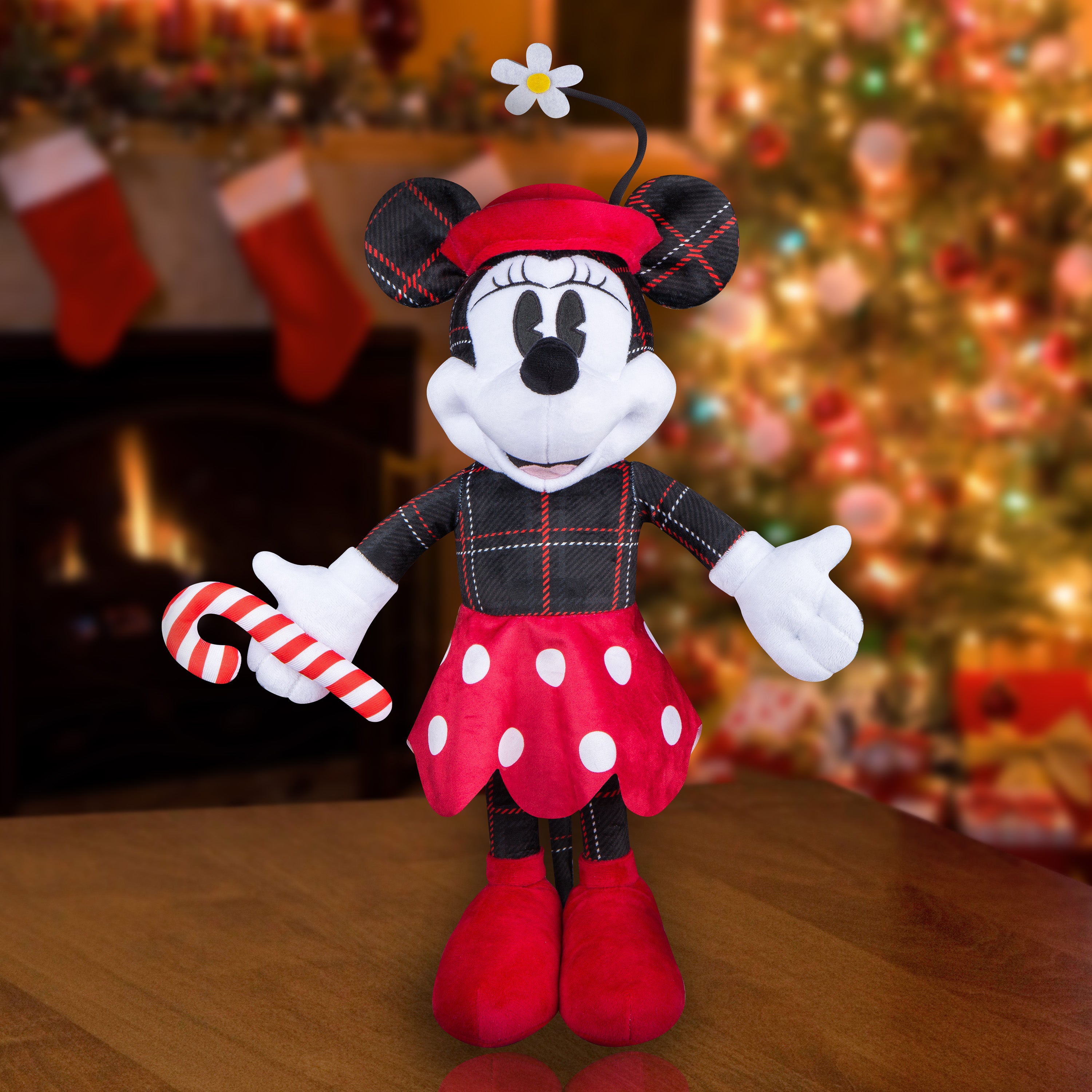 Gemmy Christmas Inflatable Minnie Mouse in Vintage Plaid, 1.5 ft Tall, Multi