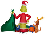 Load image into Gallery viewer, Gemmy Christmas Airblown Inflatable Grinch Putting Train in Santa Sack Scene Dr. Seuss, 6.5 ft Tall
