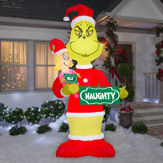 Inflatable Grinch and Cindy Lou w/Naughty Nice Signs Giant Scene Dr. Seuss , 8 ft Tall lifestyle