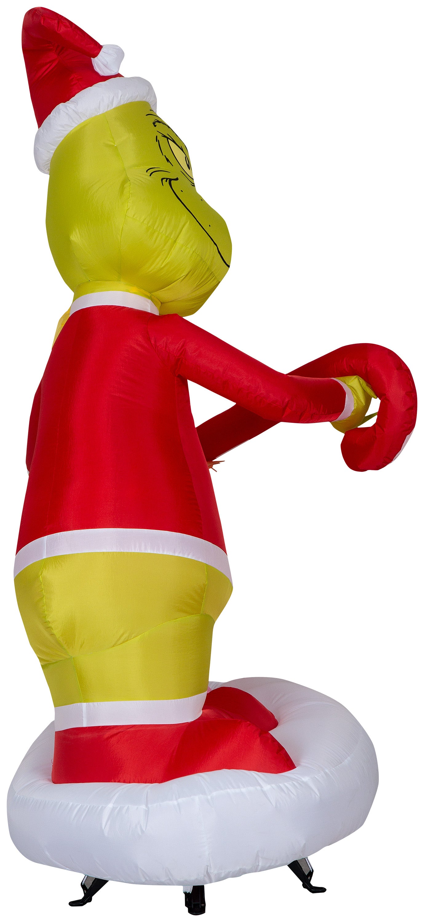 Gemmy Airblown Inflatable Grinch Passing Out Candy Canes to Cindy Lou Scene Dr. Seuss, 5.5 ft Tall