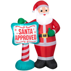 Gemmy Christmas Inflatable Santa with "SANTA APPROVED"  Sign, 7 ft Tall, Multi