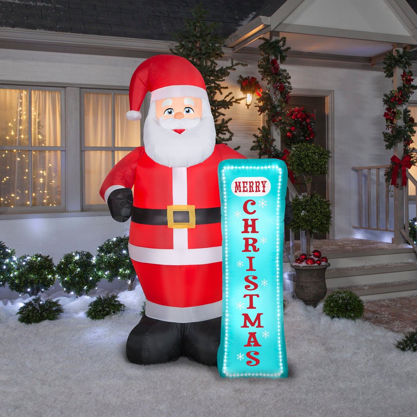 7-Ft Santa with Sign Christmas Inflatable lifestyle