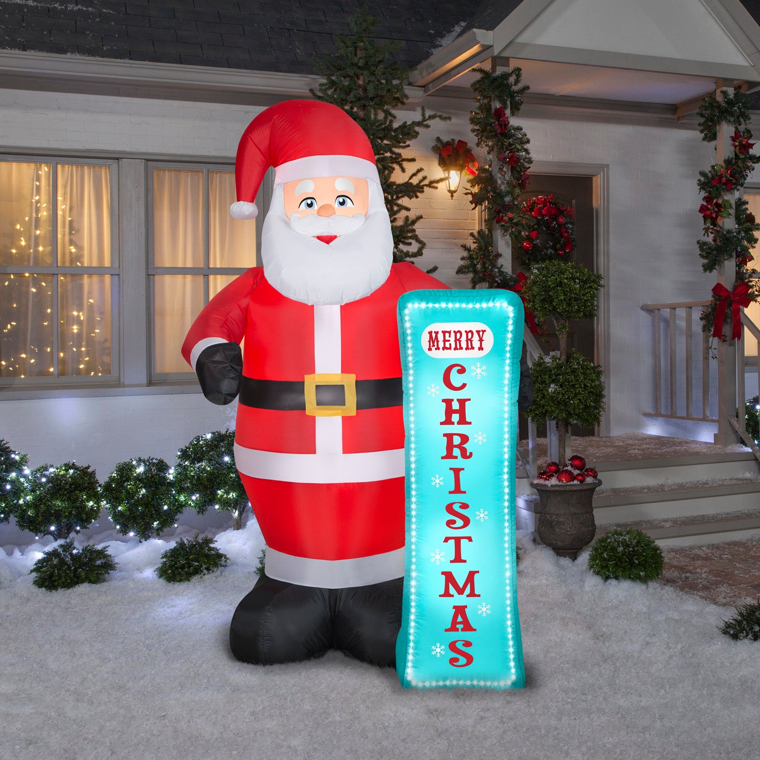 7-Ft Santa with Sign Christmas Inflatable lifestyle