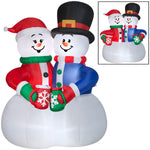 Load image into Gallery viewer, Gemmy Animated Christmas Inflatable Snow Couple Cocoa Cheers Scene, 8 ft Tall, Multi
