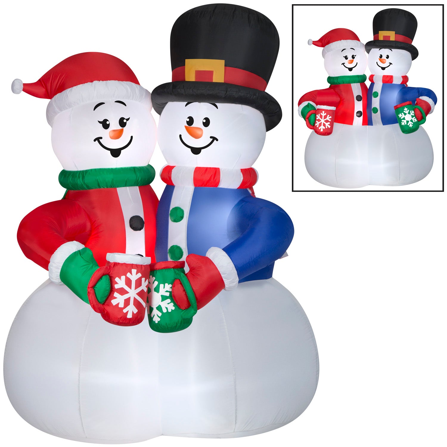 Animated Christmas Inflatable Snow Couple Cocoa Cheers Scene, 8 ft Tall