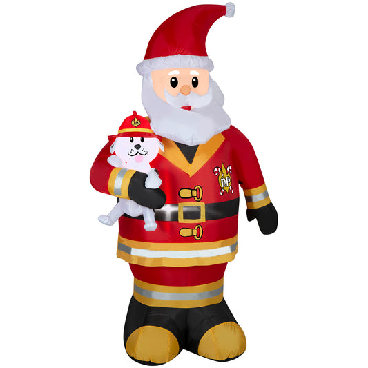 Christmas Inflatable Firefighter Santa, 7 ft Tall