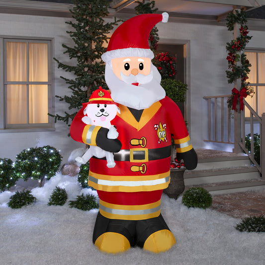 Christmas Inflatable Firefighter Santa, 7 ft Tall lifestyle