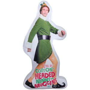 Gemmy Photorealistic Christmas Inflatable Buddy the Elf Strolling, 6 ft Tall, Multi
