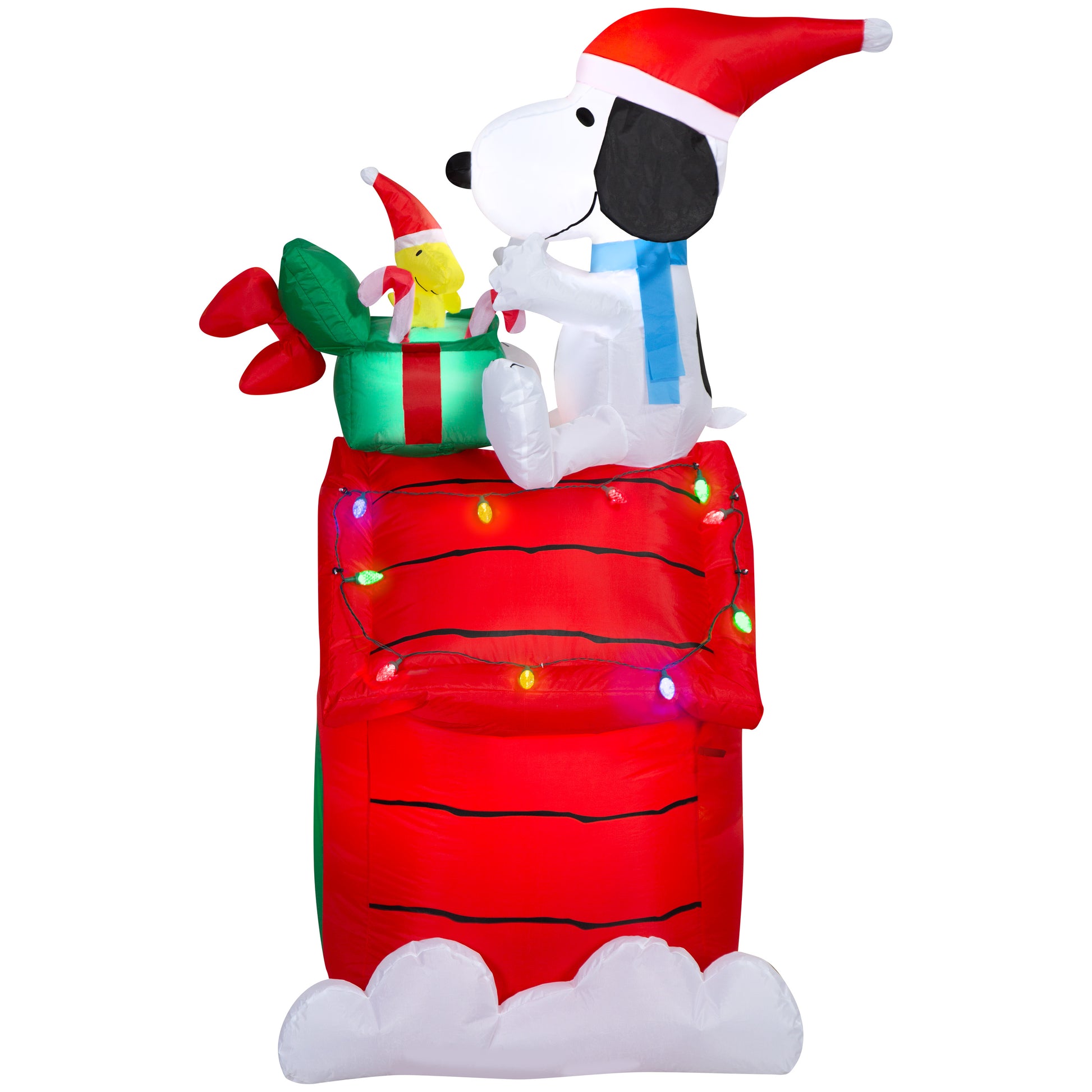 5.5-Ft Snoopy and Woodstock on Doghouse Scene Christmas Inflatable