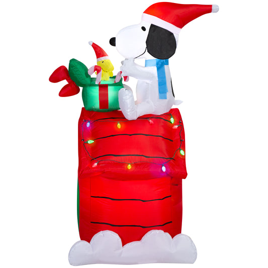 5.5-Ft Snoopy and Woodstock on Doghouse Scene Christmas Inflatable