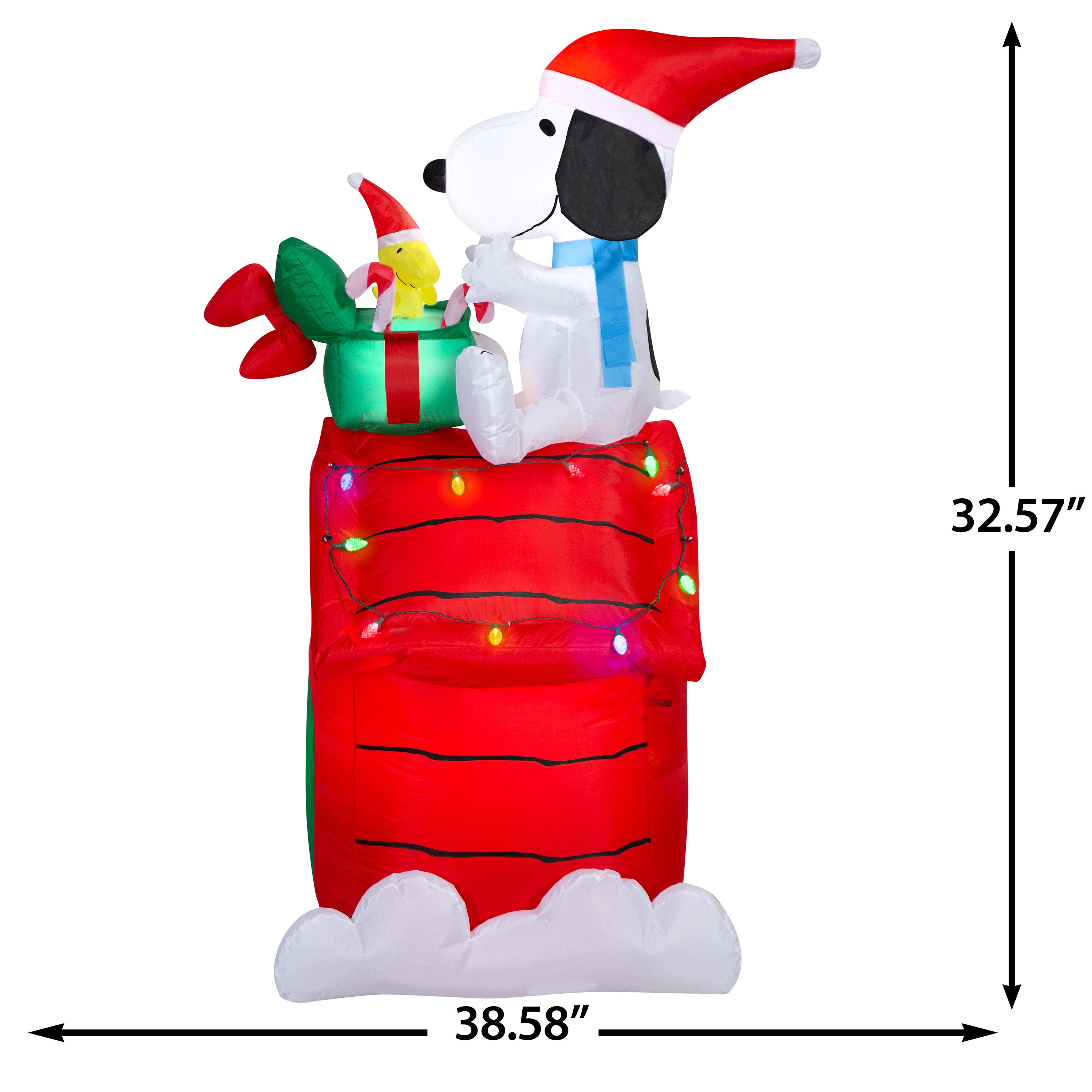 Gemmy Christmas Airblown Inflatable Snoopy and Woodstock on Doghouse Scene Peanuts, 5.5 ft Tall