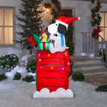 Load image into Gallery viewer, Gemmy Christmas Airblown Inflatable Snoopy and Woodstock on Doghouse Scene Peanuts, 5.5 ft Tall
