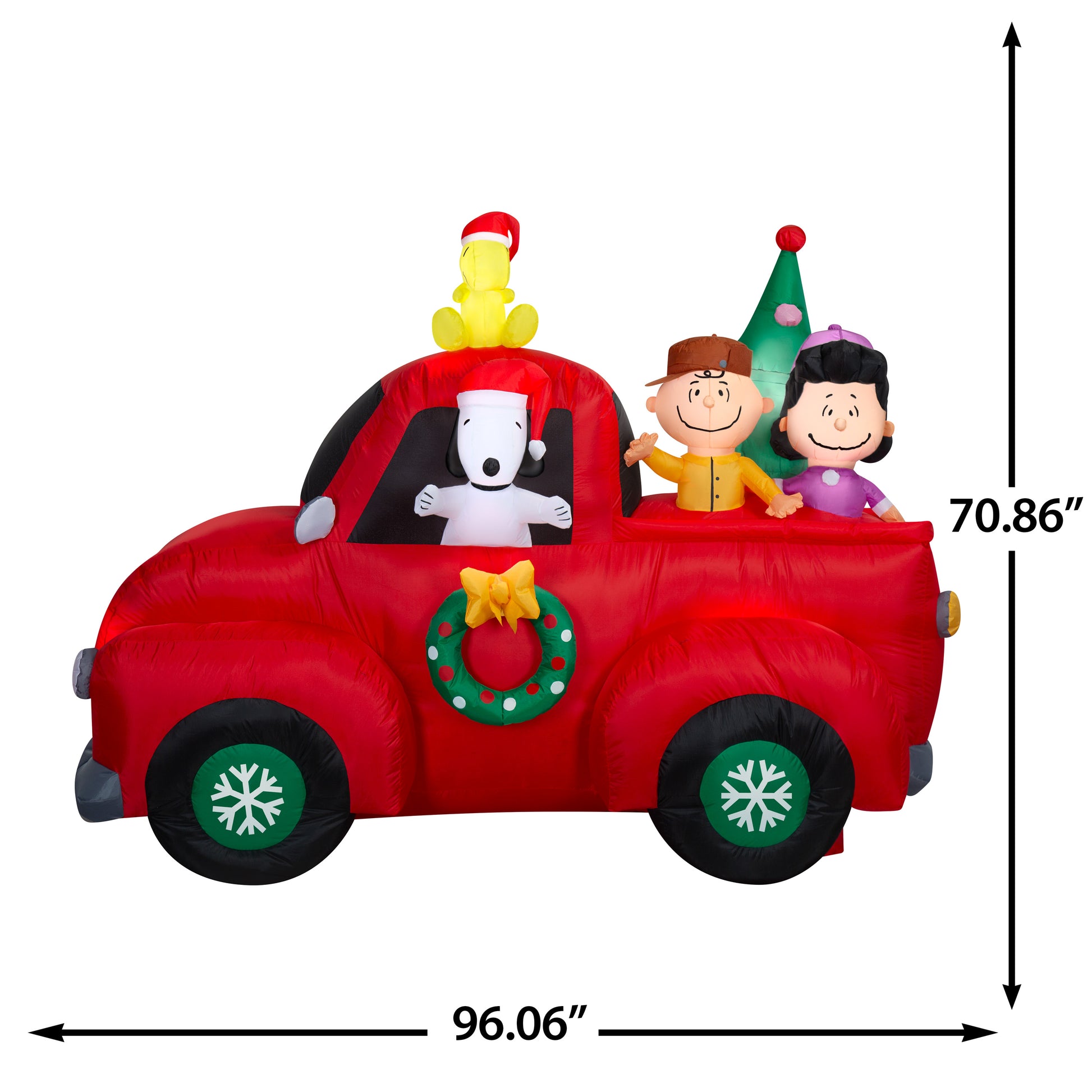 6-Ft Peanuts Snoopy Driving Truck with Friends Christmas Inflatable dimensions