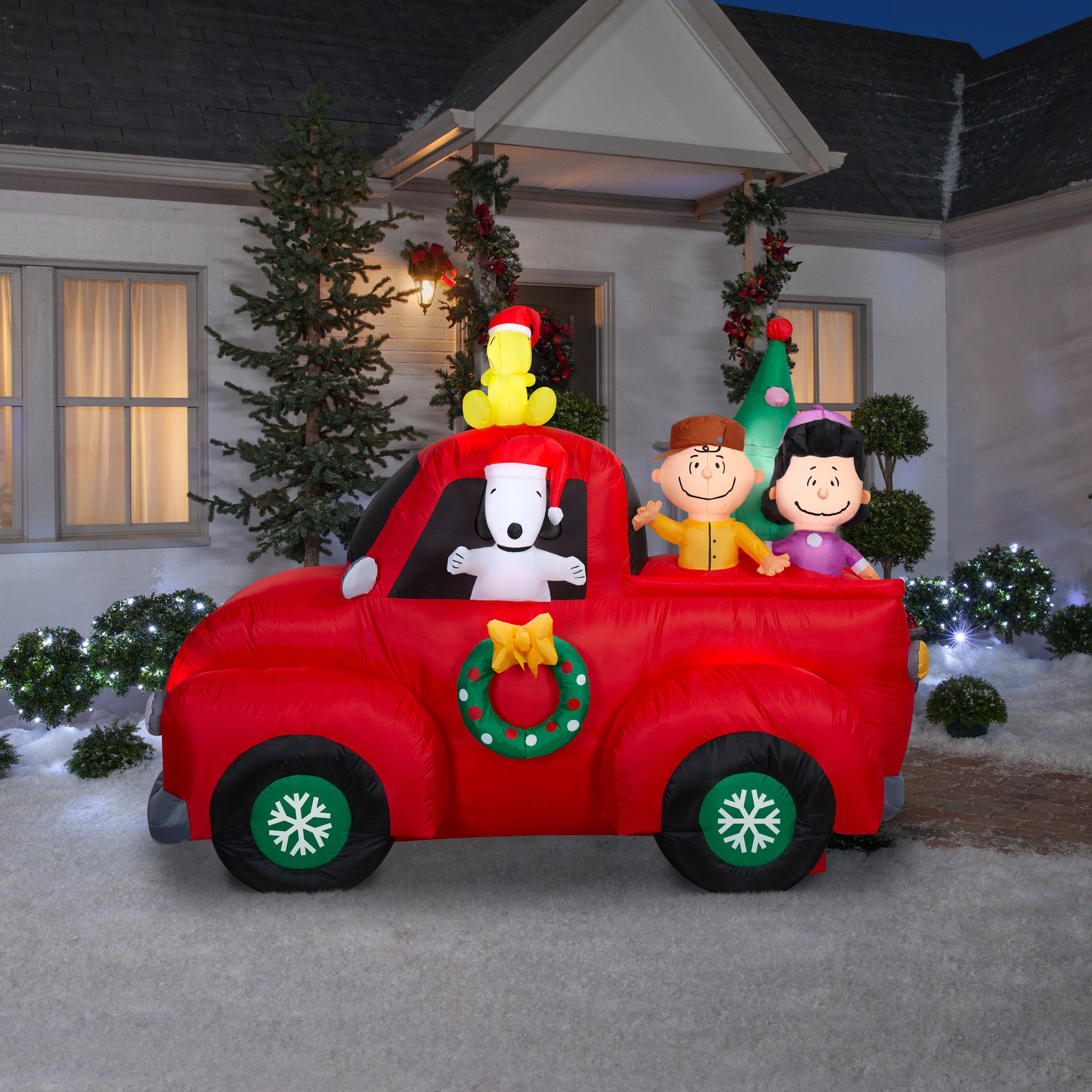 6-Ft Peanuts Snoopy Driving Truck with Friends Christmas Inflatable lifestyle