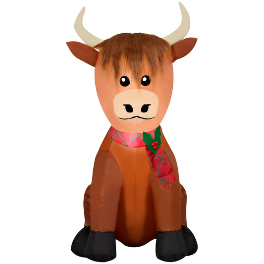 Christmas Inflatable Highland Cow with Plush Accents, 3.5 ft Tall