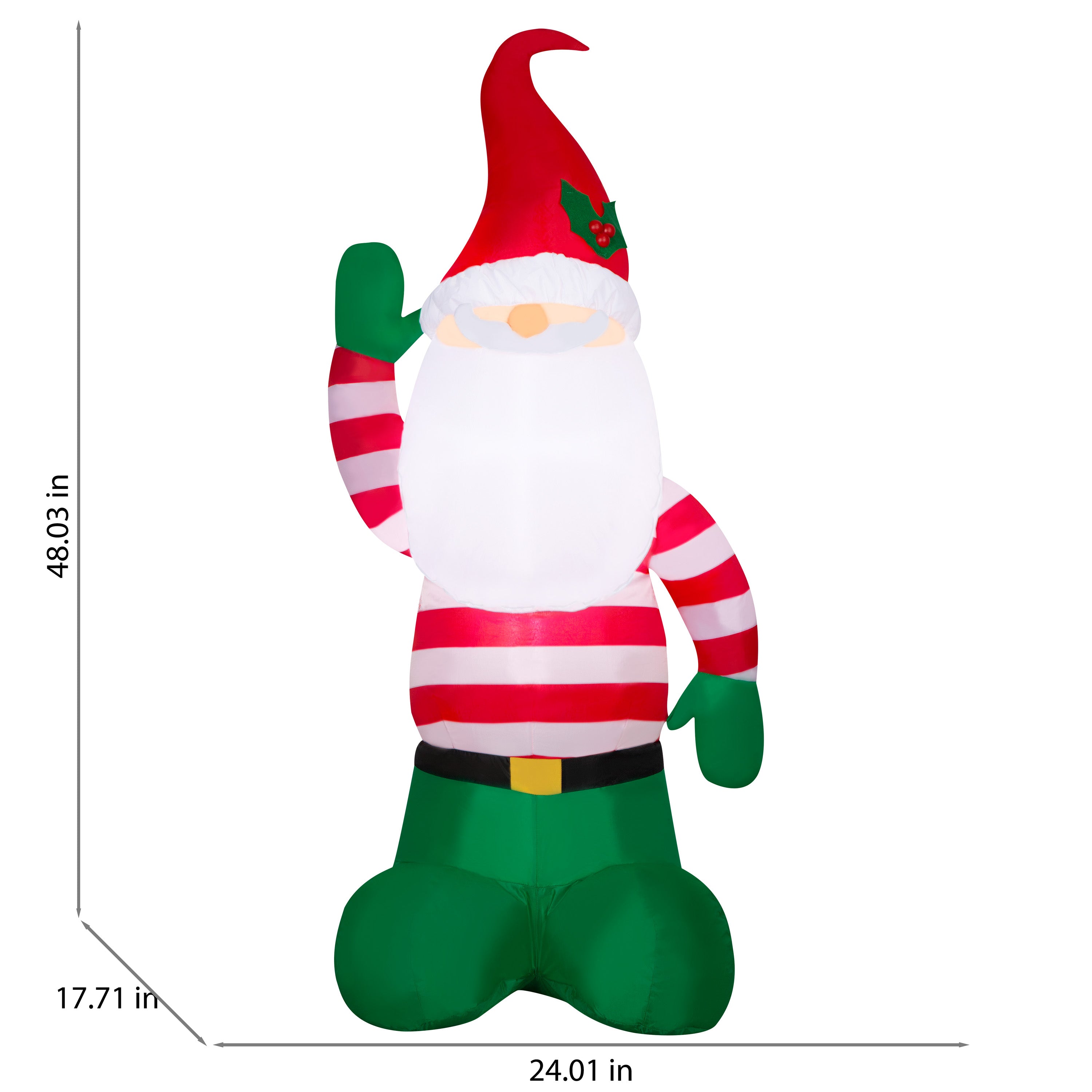 Gemmy Christmas Inflatable Gnome, 4 ft Tall, Multi