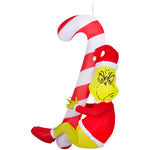 Load image into Gallery viewer, Gemmy Christmas Inflatable Hanging Grinch with Candy Cane, 4.5 ft Tall, Multi
