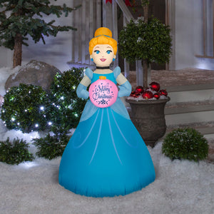 Gemmy Christmas Inflatable Cinderella with Ornament, 3.5 ft Tall, Multi