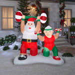 Load image into Gallery viewer, Gemmy Christmas Airblown Inflatable Santa and Mrs Claus Workout Scene, 6.5 ft Tall, Red
