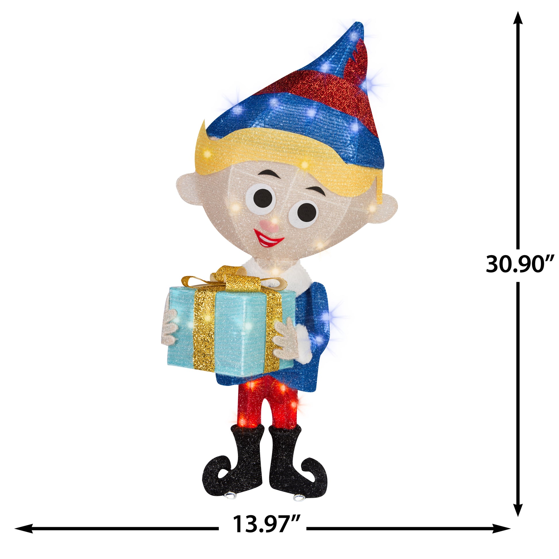 Rudolph The Red-Nosed Reindeer Hermey Tinsel Yard Sculpture, 31-Inch, Pre-Lit LED Christmas Décor dimensions