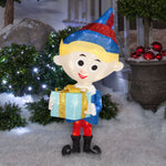 Load image into Gallery viewer, Gemmy Rudolph The Red-Nosed Reindeer Hermey Tinsel Yard Sculpture, 31-Inch, Pre-Lit LED Christmas Decor
