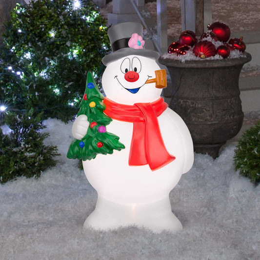 Lighted Blow Mold Outdoor Decor Frosty w/Tree 24" WB lifestyle