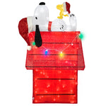 Load image into Gallery viewer, Gemmy Peanuts Snoopy on Doghouse Tinsel Yard Sculpture, 40-Inch, Pre-Lit LED Christmas Decor

