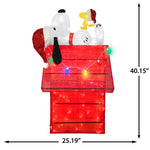Load image into Gallery viewer, Gemmy Peanuts Snoopy on Doghouse Tinsel Yard Sculpture, 40-Inch, Pre-Lit LED Christmas Decor
