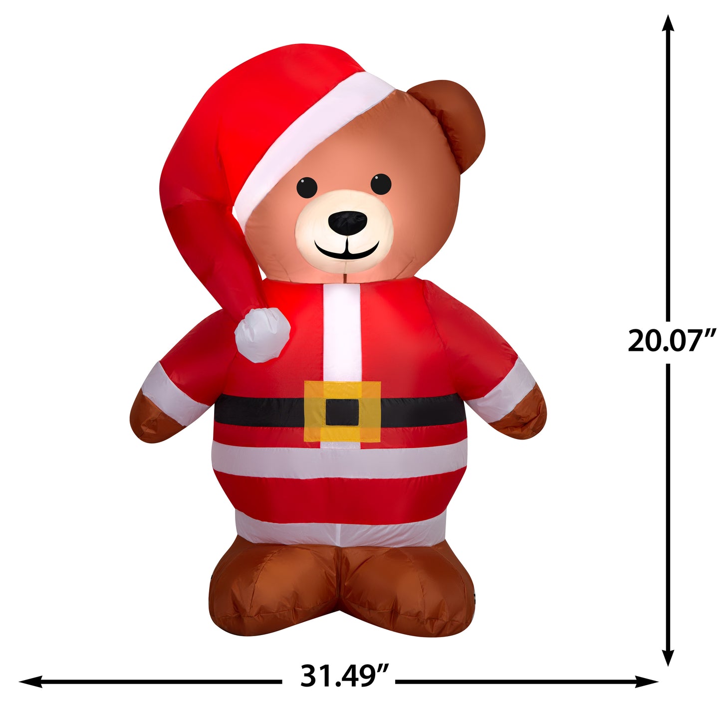 Christmas Inflatable Brown Bear in Santa Suit, 3.5 ft Tall dimensions