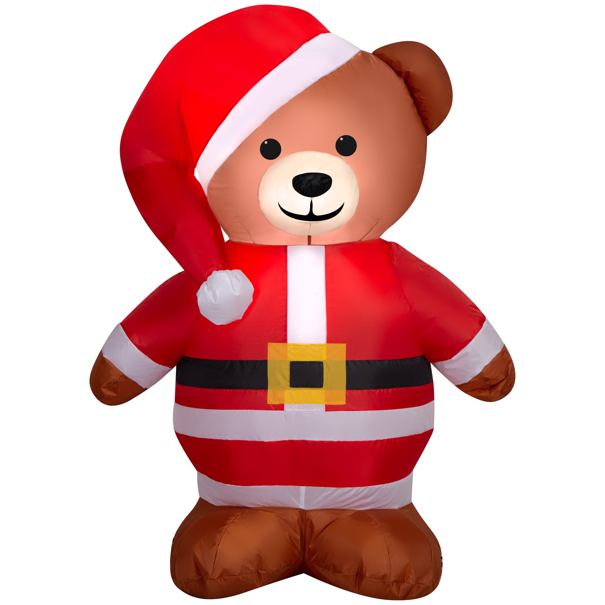 Christmas Inflatable Brown Bear in Santa Suit, 3.5 ft Tall