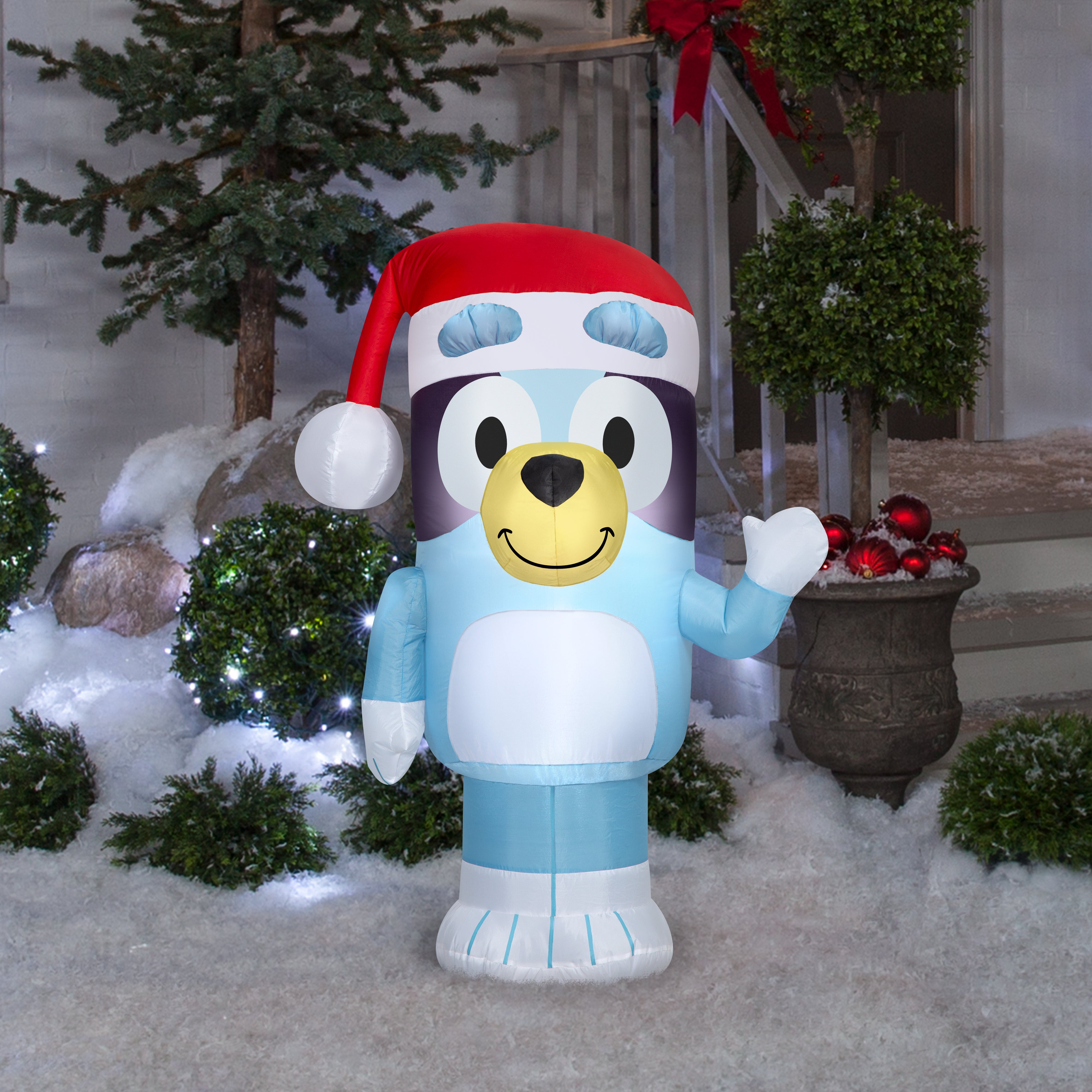 Gemmy Christmas Airblown Inflatable Bluey in Santa Hat Bluey, 3.5 ft T Gemmy Christmas Inflatables