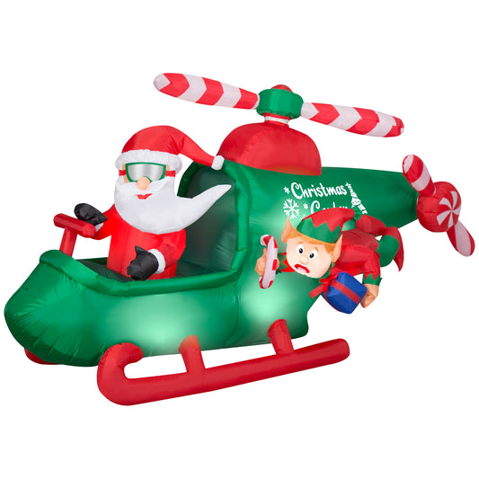 Animated Christmas Inflatable Santa in Helicopter, 4.5 ft Tall