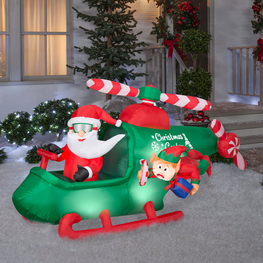 Animated Christmas Inflatable Santa in Helicopter, 4.5 ft Tall lifestyle