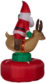 Load image into Gallery viewer, Gemmy Animated Christmas Airblown Inflatable Santa &amp; Reindeer Rodeo Scene, 6.5 ft Tall, Multi
