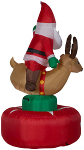 Gemmy Animated Christmas Airblown Inflatable Santa & Reindeer Rodeo Scene, 6.5 ft Tall, Multi